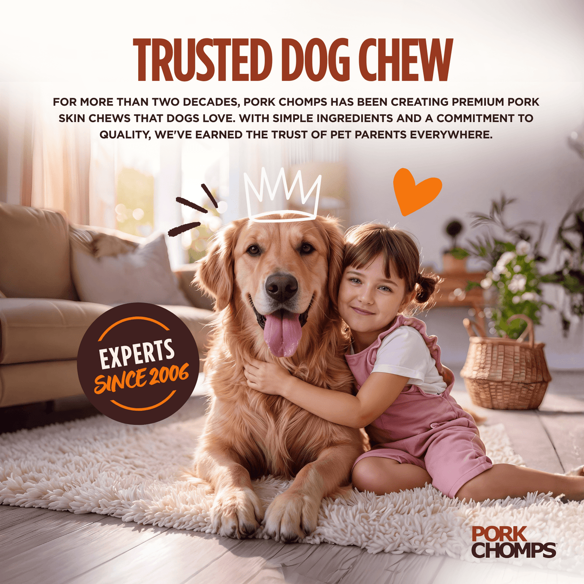 Pork Chomps - 4-5" Assorted Natural, Beef & Chicken Flavor Munchy Sticks - 100 Count