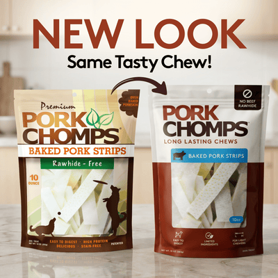 Pork Chomps - 4" Baked Pork Strips - 10 ounces New Look