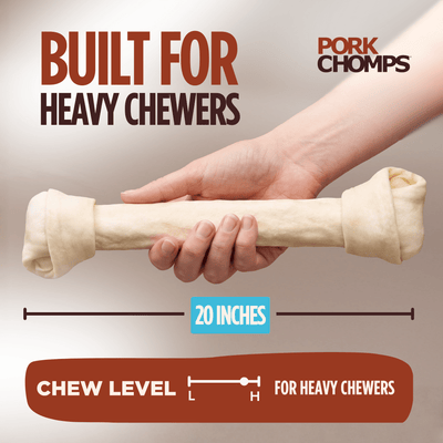 Pork Chomps - 20" Baked Knot - 1 Count for Heavy Chewers