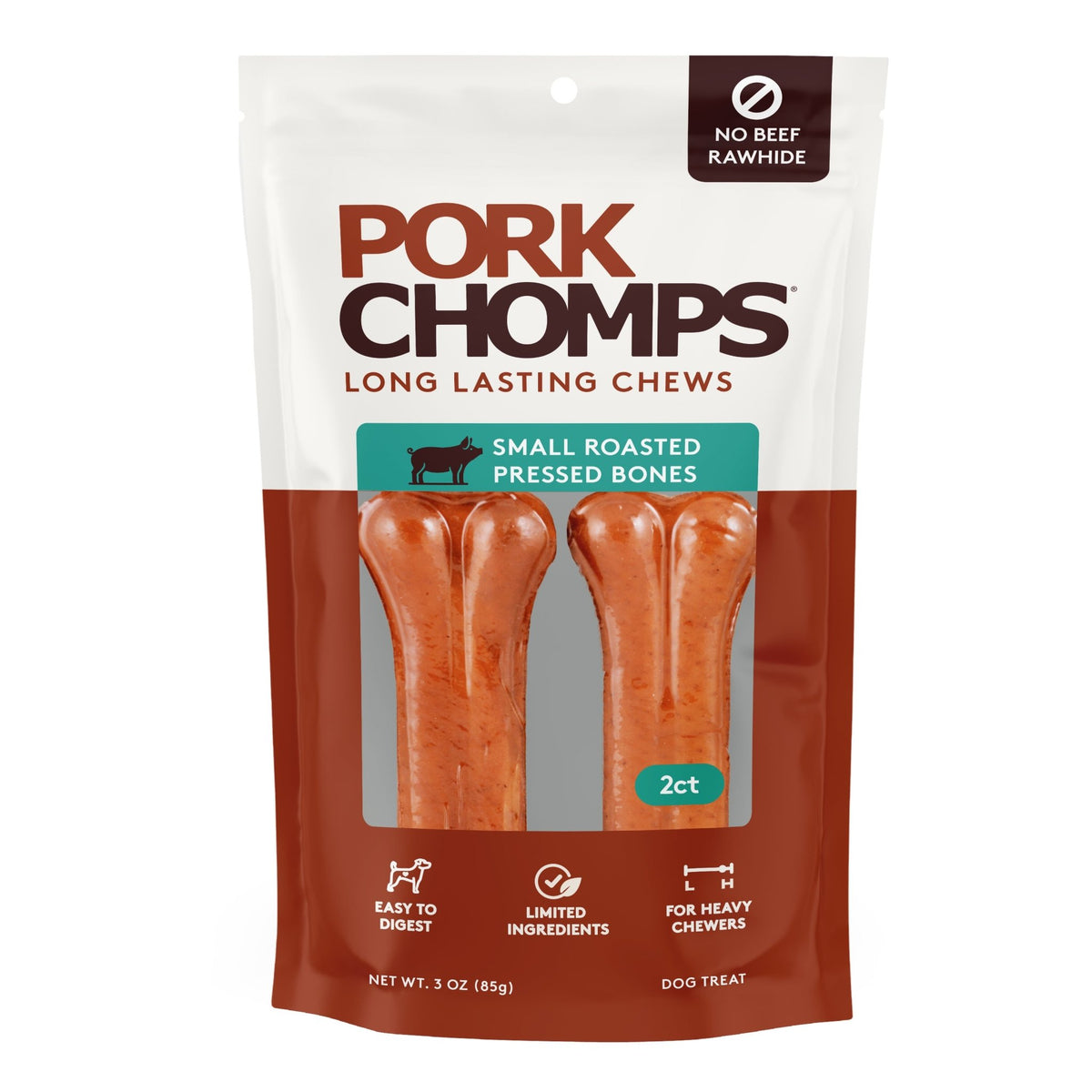 Pork Chomps - 4.5" Roasted Pressed Bones - 2 Count