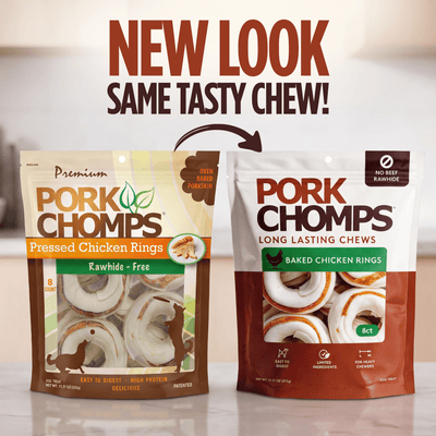 Pork Chomps - 2.5" Pressed Rings with Real Chicken - 8 Count New Look