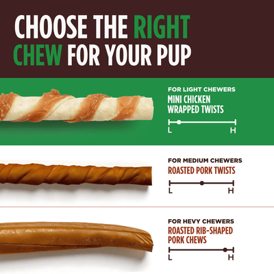 Pork Chomps - Real Chicken Wrapped Mini Twists - 12 Count